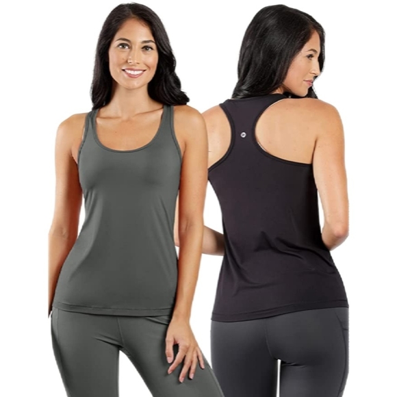 90 Degree By Reflex Tops - NWT 90 Degree by Reflex Gray & Black Racer Back Tops